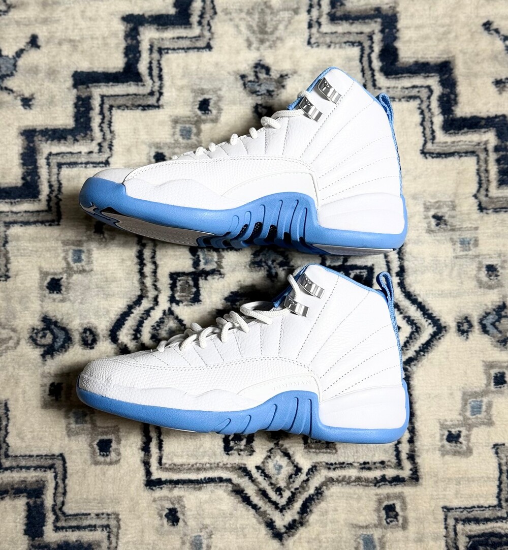 Air Jordan 12 Retro Melo GS White University Blue 4.5Y 153265-112 New No Box